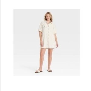 Universal Thread Cream Button-Down Dress